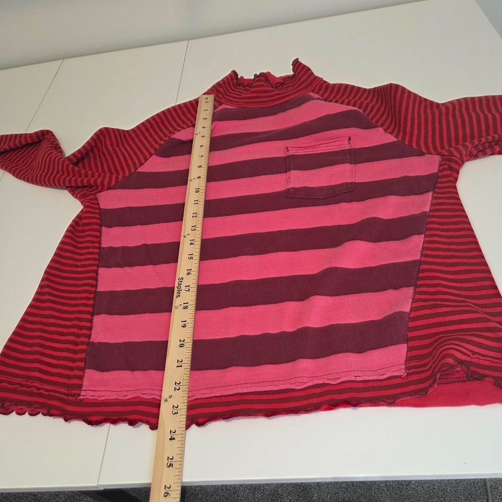 Free People We The Free Punk Playful Tee Stripes Pink Red Boho Womens Size Small - Picture 14 of 14
